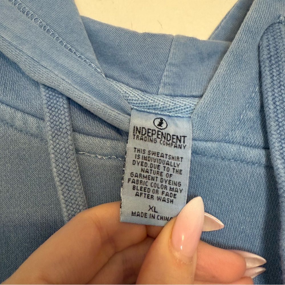 Barstool | "What Happened Last Night"  Blue Hoodie with Smiley Design - Picture 6 of 8